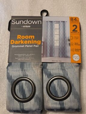 Spa Blue Room Darkening Grommet Curtain Panel Pair New